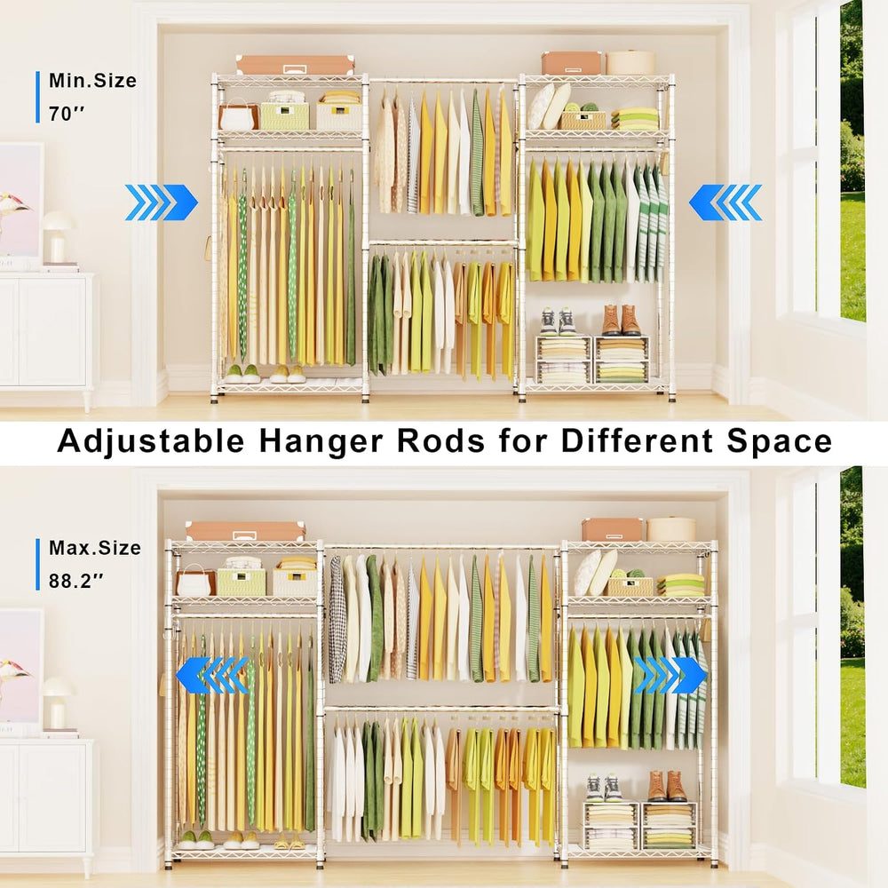 Ulif E1 Heavy Duty Closet Garment Rack, 6 Tiers Adjustable Clothing Storage