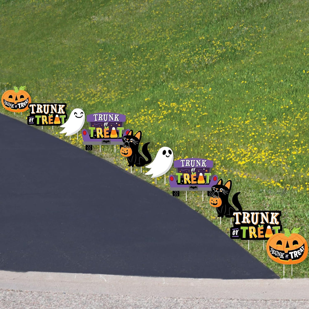 Big Dot of Happiness Trunk or Treat - Cat Pumpkin Trunk Lawn Decorations - Ou...