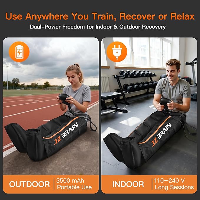 Air Compression Leg Recovery Boots : Dual-Power Sequential Compression System
