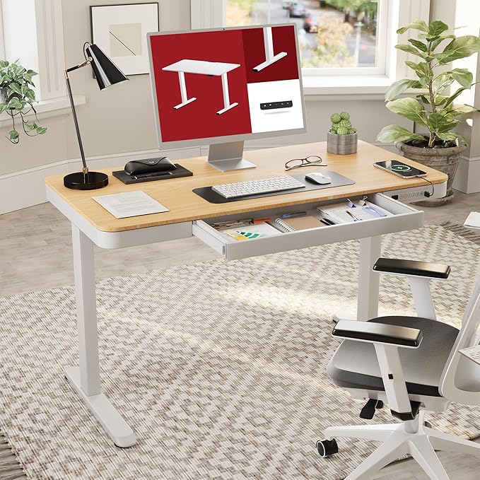 SANODESK Standing Desk with Drawer, Electric Height Adjustable Home Office Desk