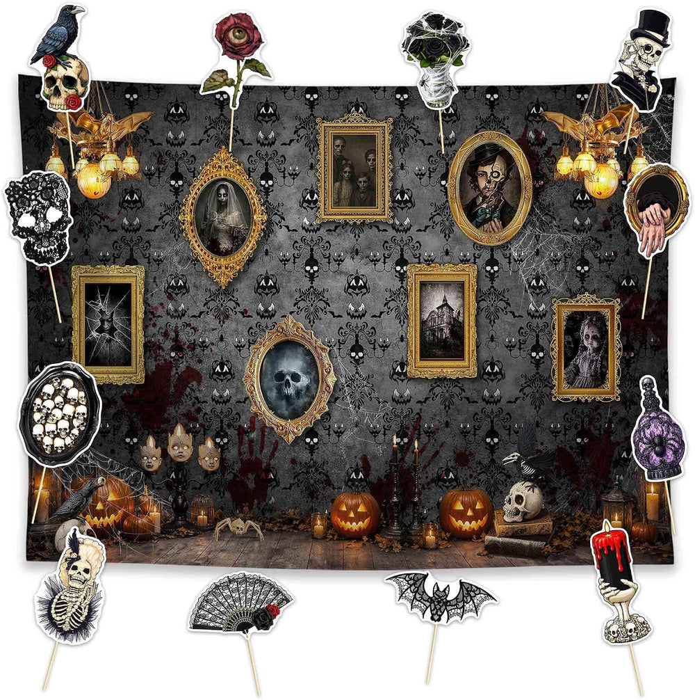 Allenjoy 96" x 72" Halloween Haunted House Photography Backdrop wit...