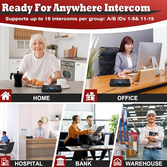 SANZUCO 60D Intercoms Wireless for Home, Full Duplex Intercom System for
