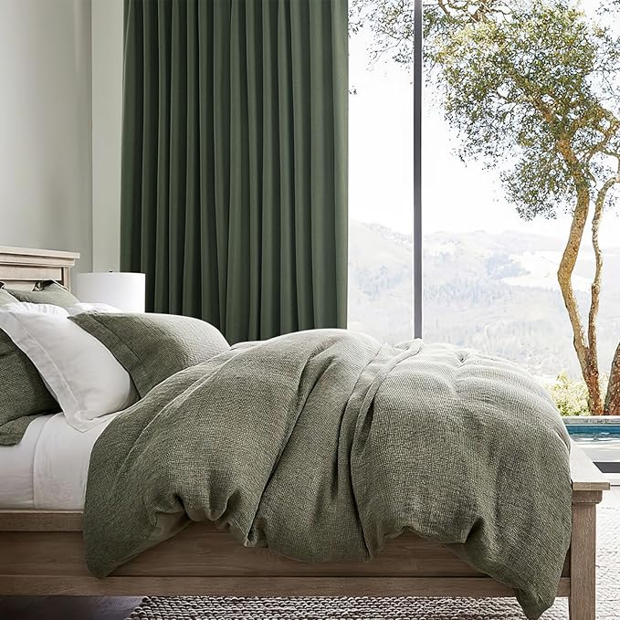 Olive Green Blackout Curtains & Drapes, Dining Room Boho Curtains 96 Inches