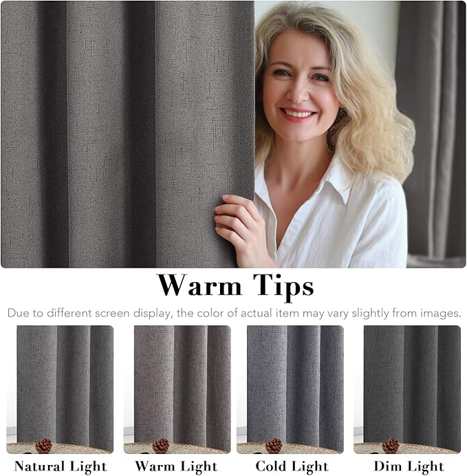 H.VERSAILTEX Linen Blackout Curtains 54 Inches Long 100% Absolutely Blackout