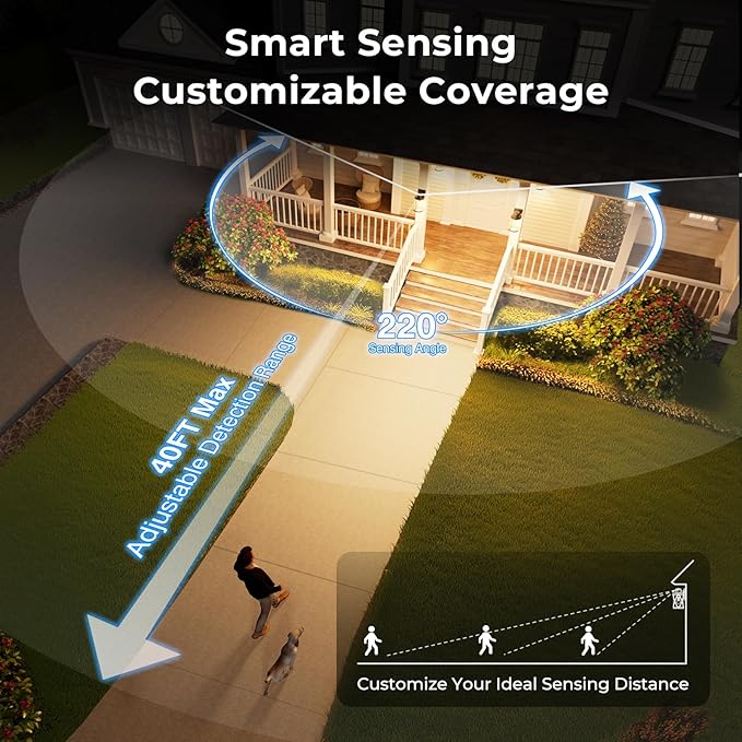 VIANIS Large Adjustable Sensitivity Motion Sensor Exterior Porch Lights