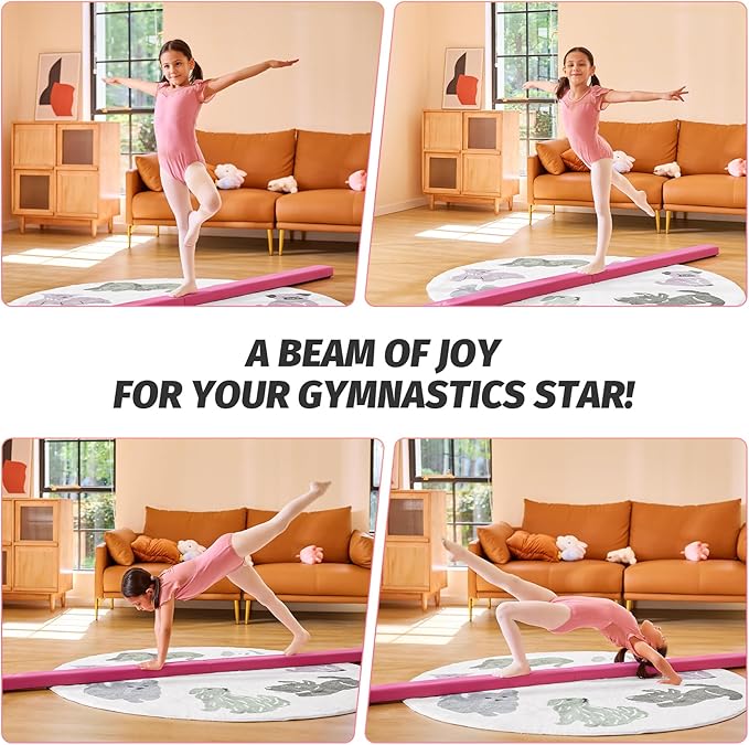 ZELUS 8' Folding Gymnastics Balance Beam, Floor Balance Beam w/Carry Handles