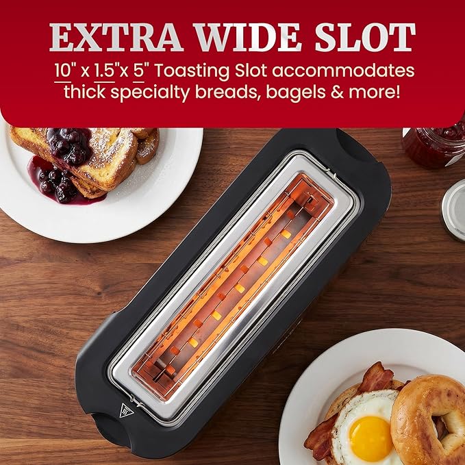 Elite Gourmet ECT3200 2-Slice, 1 Long Slot, Slim Toaster, 6 Toast Settings