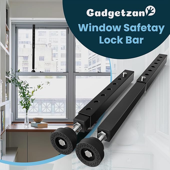 Gadgetzan 4 Pack Window Security Bars Adjustable 11"-18", Portable Short