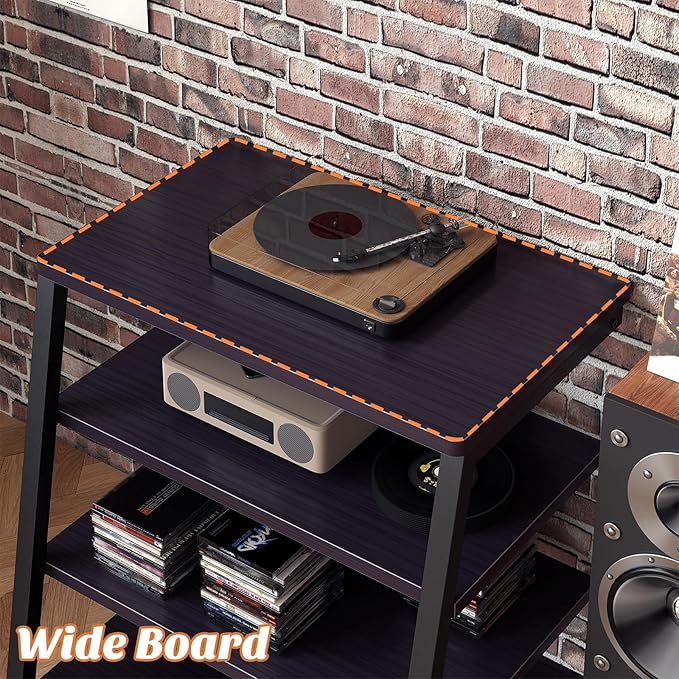 Besiost AV Media Stand with Outlets, Media Console with LED Lights, Stereo