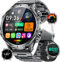 Military Smart Watch for Men, 1.85'' HD Large Screen Smartwatch, 800mAh/LED Flashlight/IP68 Waterproof/Pedometer/100+ Sports Fitness Tracker, Mens Smart Watches for Android iOS, Black