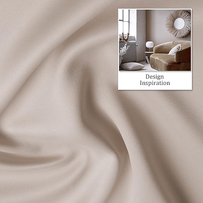 DUALIFE Light Brown Curtains 108 Inch Light Coffee Colour Blackout Curtain