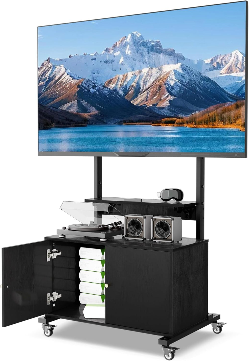 KAMIWI Rolling TV Stand, Mobile TV Cart for 32-75-Inch TVs up to 150lbs