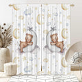 82" Wx 84" L Cartoon Lovely Bear Moon and Stars Window Curtains for Baby Room Bedroom Nursery Home Decor Decorations with Fabric Machine Washable