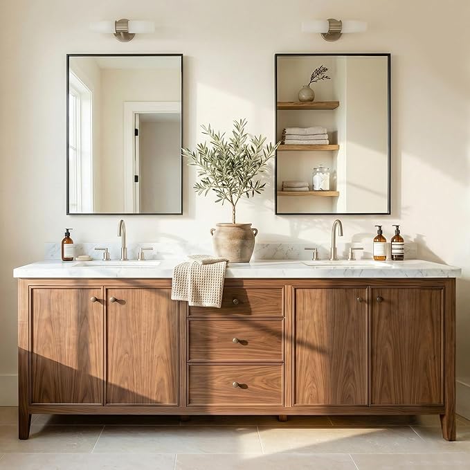 40"x30" Black Bathroom Mirror for Wall, Metal Framed Vanity Mirror Over Sink