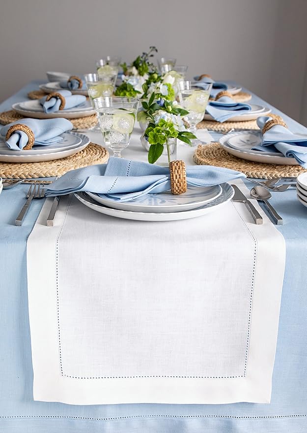 Solino Home Linen White Table Runner 132 Inches Long - 100% Pure Linen Extra ...