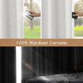 LAMIT Natural 100% Blackout Linen Curtains, 54 Inches Linen Textured Thermal