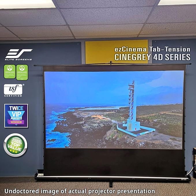Elite Screens ezCinema Tab-Tension CineGrey 4D, 123-inch 16:9, Manual Floor