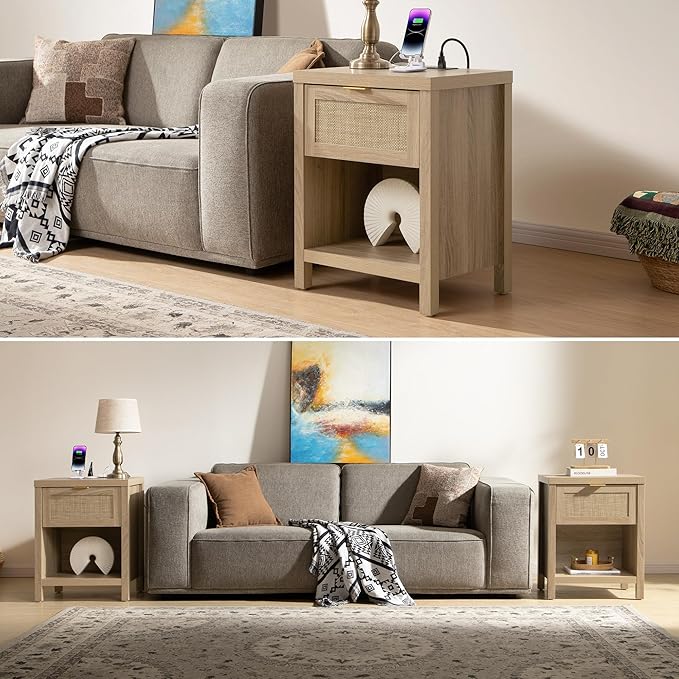 SICOTAS Night Stand with Charging Station
