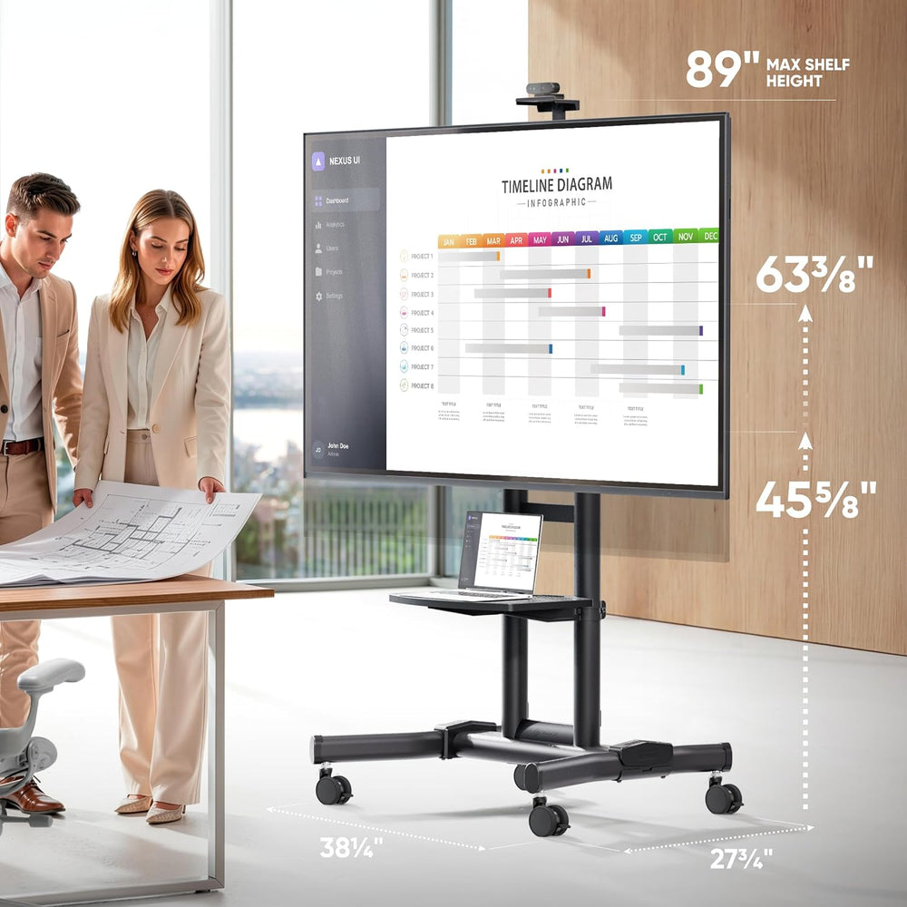 ONKRON Mobile TV Stand 50-90 Inch, up to 200 lbs, max VESA 800x600, Black
