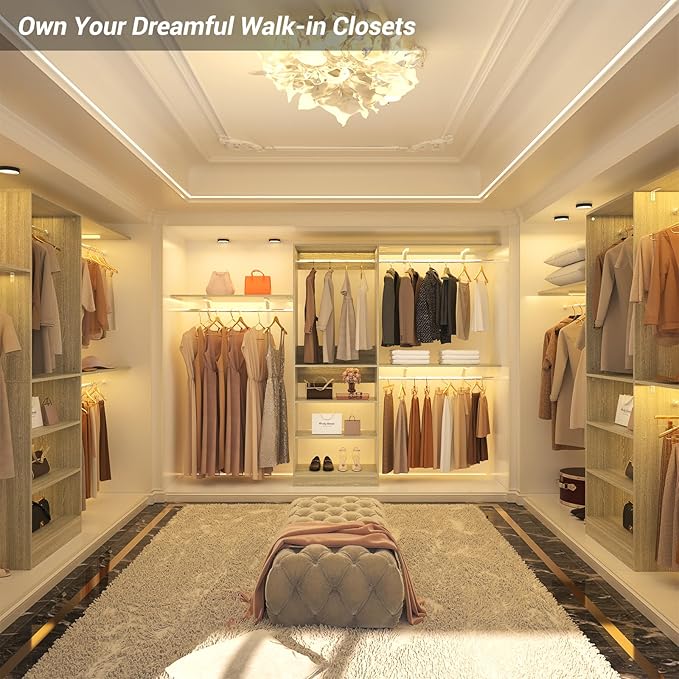 8FT Closet System with Shelves, Wall Mount Bedroom Wardrobe Walk-in Closet