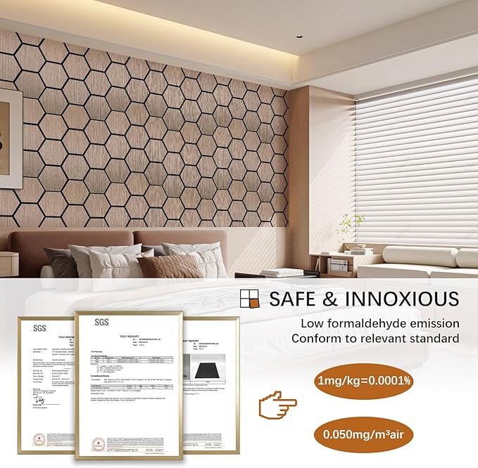 Hexagon Acoustic Wall Panels, Self-Adhesive Sound Absorbing Wall Panel by ARMURO (4 Pack)