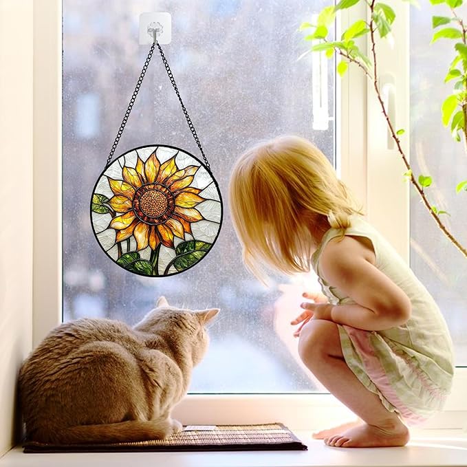 DASTOLL Stained Glass Window Hanging