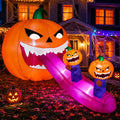 9FT Halloween Inflatables Pumpkin Outdoor Decorations, Blow Up Inflatable Giant Pumpkin Monster with Long Tongue and LEDs for Yard, Lawn, Garden, Porch and Party Deco
