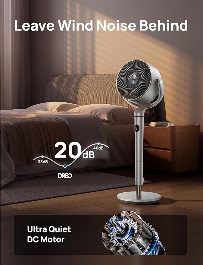 Dreo Smart Fans for Bedroom, 120° +120° Omni-Directional Oscillating Fan