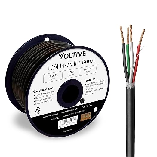 Voltive 16/4 Speaker Wire, in-Wall CL3 & Direct Burial, 100ft