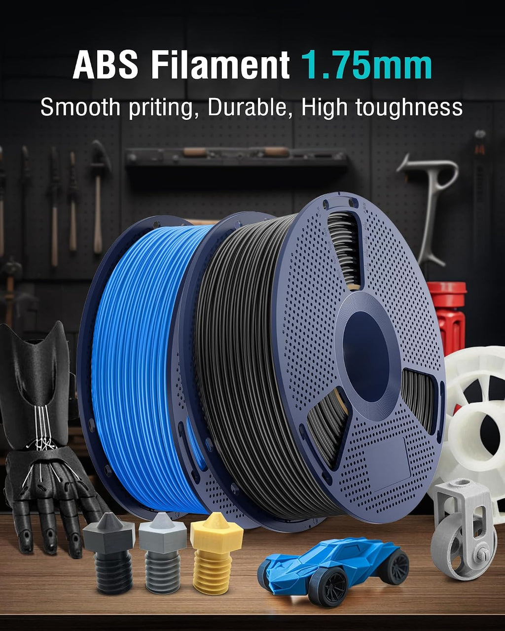 SUNLU ABS Filament 1.75mm,Black+Olive Green+Silver+Yellow,4kg