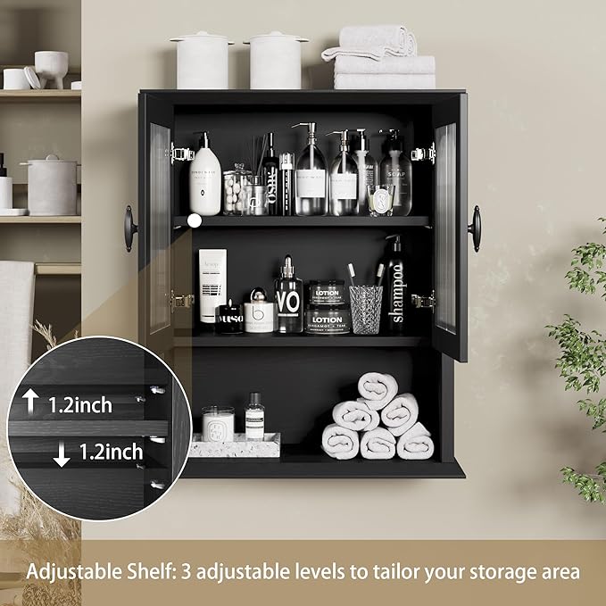 CJL Bathroom Wall Cabinet with Fluted Door, 18.9'' x 23.6'' Medicine Cabinet