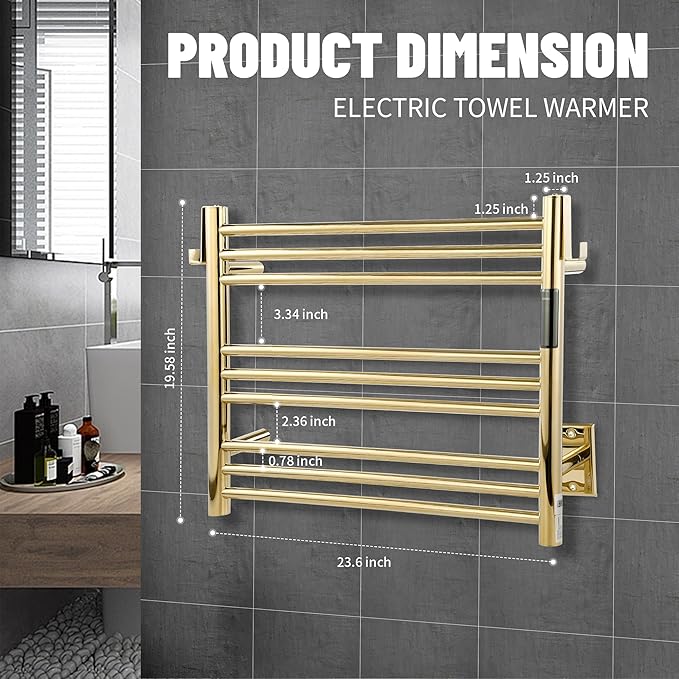 K&KALONZO Towel Warmer for Bathroom, Wall-Mounted 9-Bar Heated Towel Rack