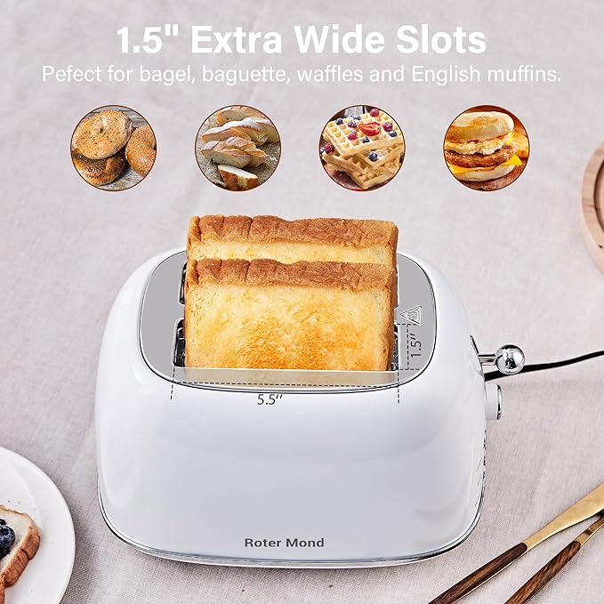 Roter Mond 2 Slice Toaster Retro Stainless Steel