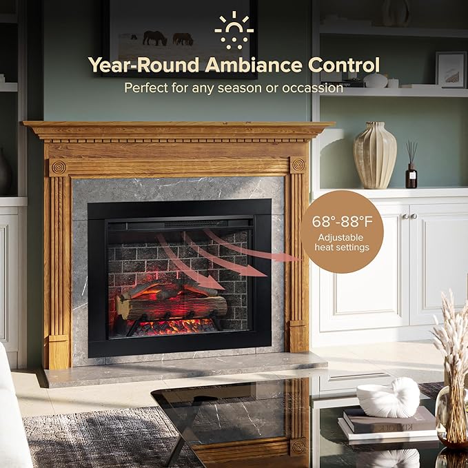 Modern Ember Uptown 28" Smart Electric Fireplace Insert + Trim Kit, Alexa/WiFi