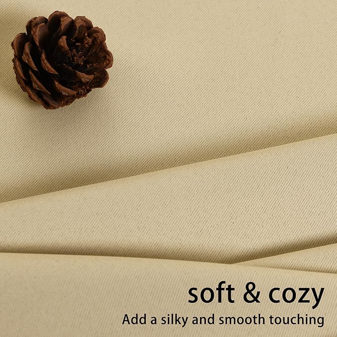 JIUZHEN Light Beige Blackout Curtains
