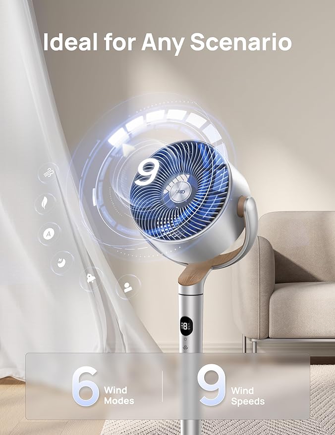 Dreo Smart Fans for Bedroom, 120° +120° Omni-Directional Oscillating Fan