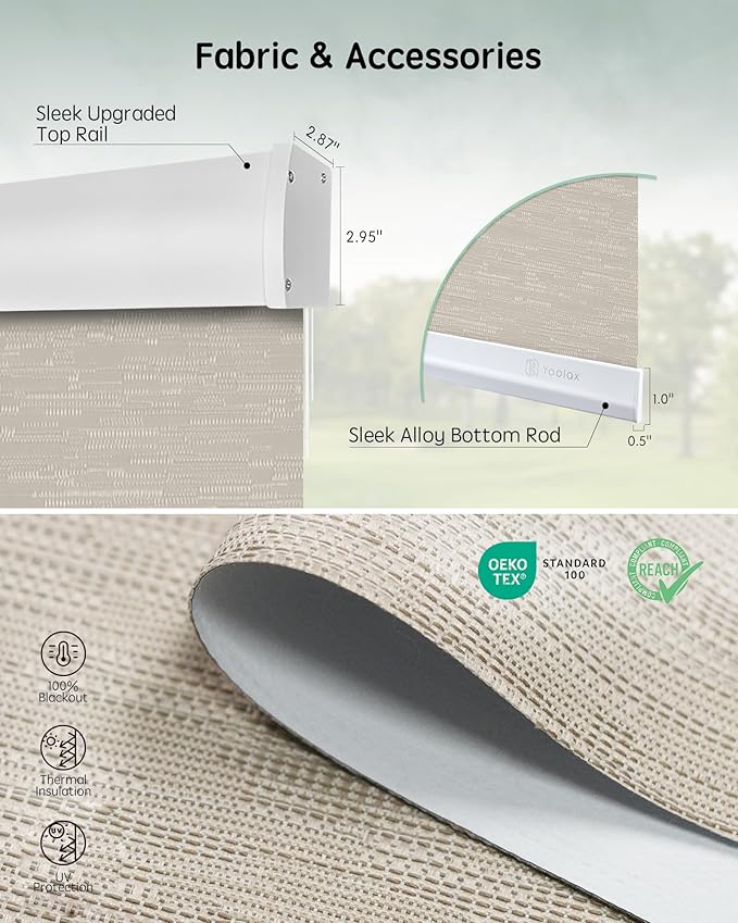 Yoolax Motorized Blinds with Remote, Automatic Shades Compatible with Alexa