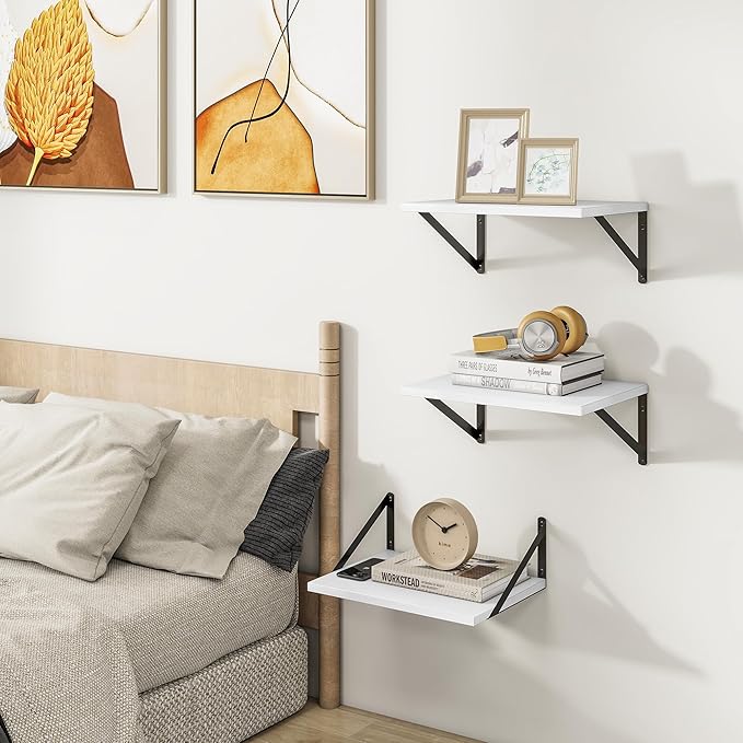 Heimlove Deep Floating Shelves for Wall, 12 Inch Deep Floating Shelves Set of 3