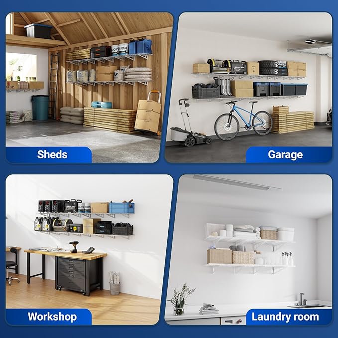 FLEXIMOUNTS 2-Pack 2x6ft 24-inch-by-72-inch Wall Shelf Garage Storage Rack