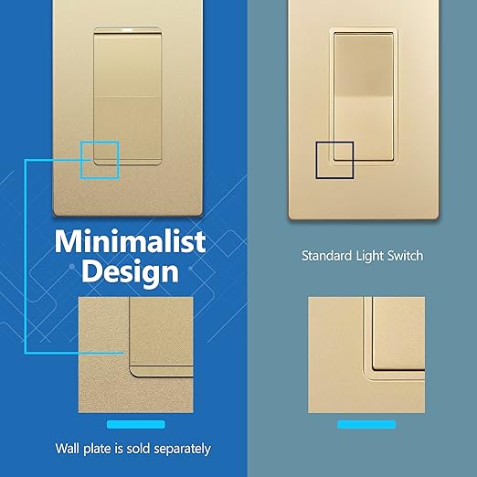LIDER Minimalist Design Matte Finish Lighted Decorator Switch, Frameless Paddle (5-Pack)