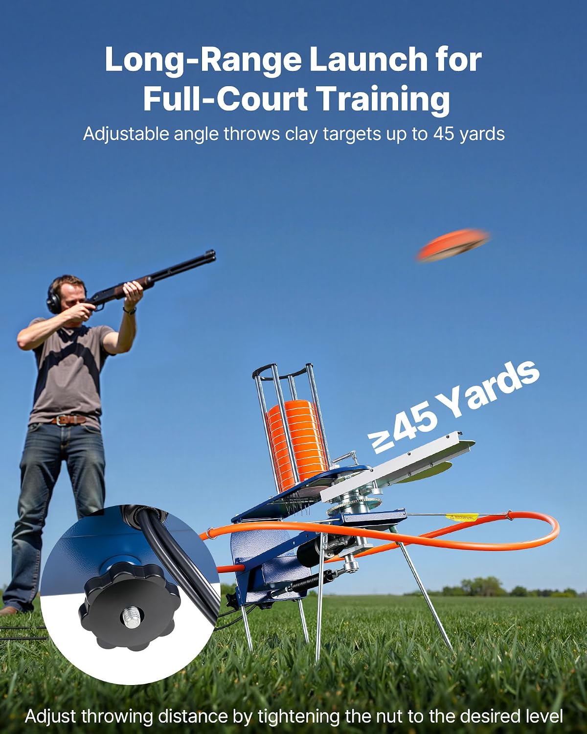 VEVOR Clay Pigeon Thrower, Automatic Skeet and Trap Launcher with Adjustable Angle & Foot Pedal for Clays Throwing Shooting Sports