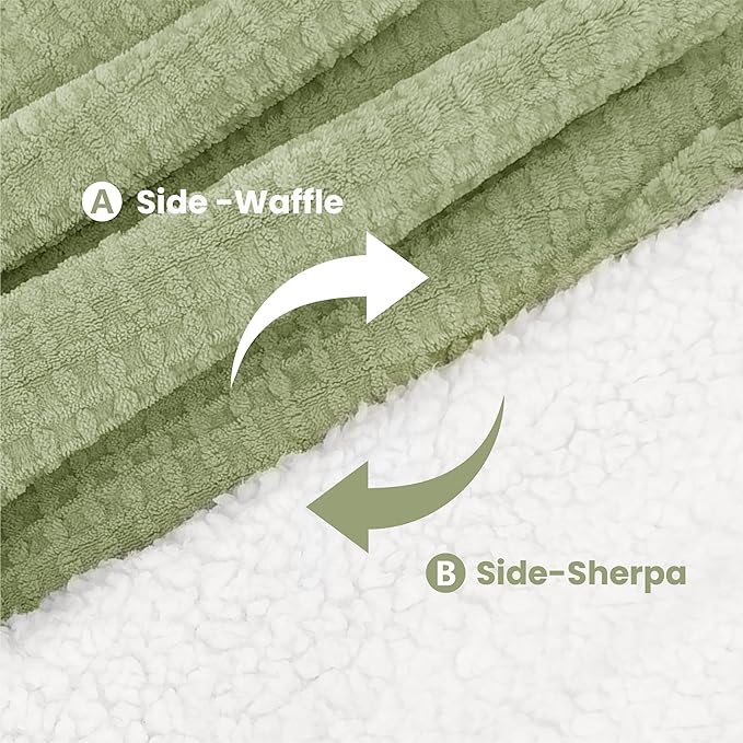 Heated Blanket Electric Blanket Full Waffle, 72x84 Inches Sherpa Fleece Fast