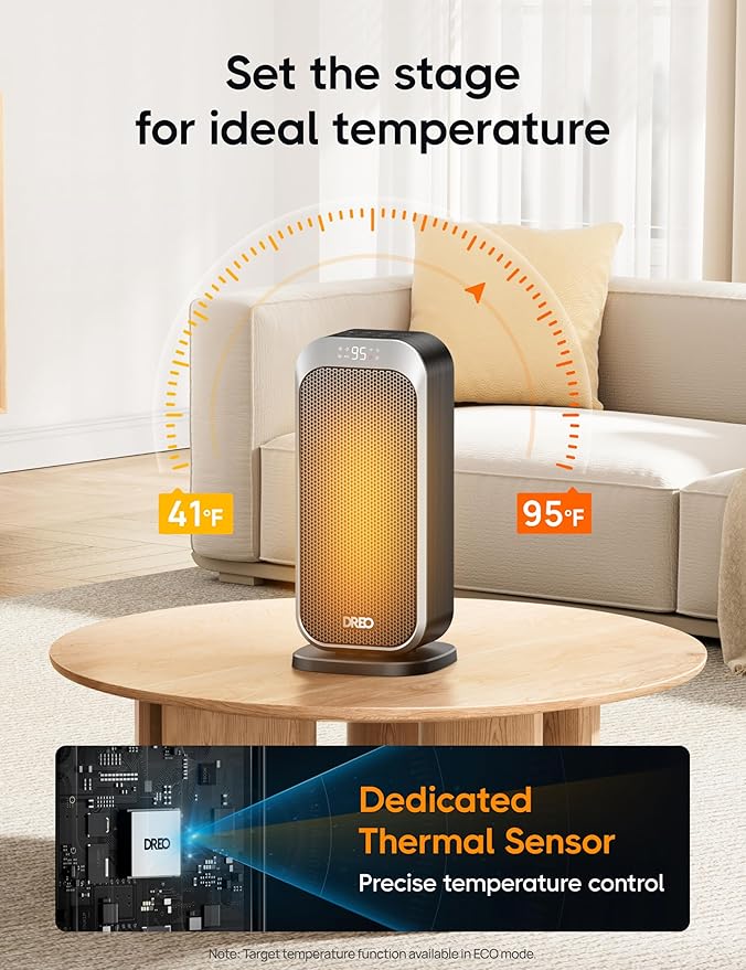DREO Quiet Space Heater, 1500W Portable Heaters