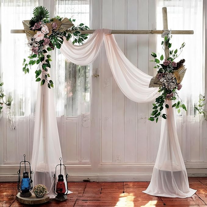 MDS Halloween Chiffon Draping Fabric - 2 Panel, 30" Wide x 40ft Long - Sheer Spooky Arbor & Canopy Drapery for Haunted House Backdrops, Party Ceilings, DIY Costumes & Themed Events - Nude (Pack of 2)