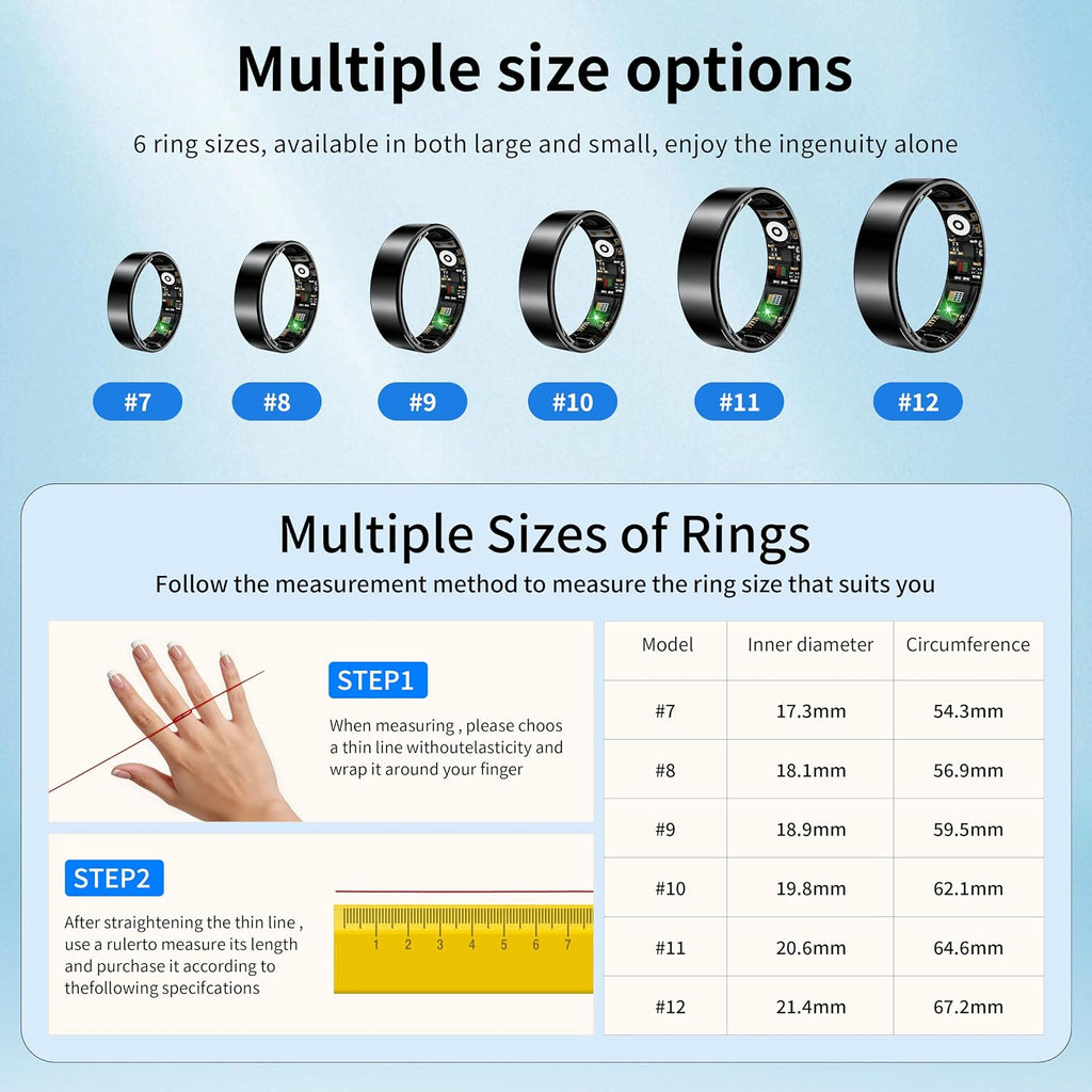 Women Men Smart Ring Health Tracker, Sleep Exercise Health Monitoring Wearable Device, IP68 Waterproof, iOS/Android Compatible, No Subscription Required, 5‑Day Long Lasting Battery (Rose Gold, 9)
