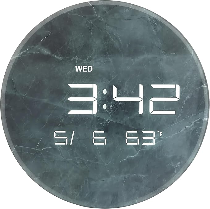 Nbdeal Digital Wall Clock with LED Display, Automatic Dimming, 12/24hr Format