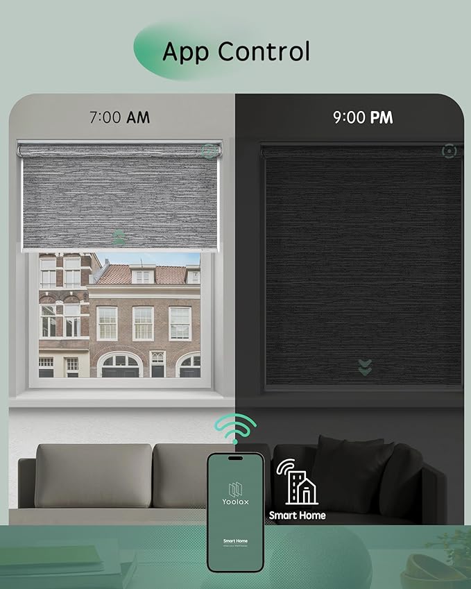 Yoolax Motorized Blinds App Control, Light Filtering Motorized Shades