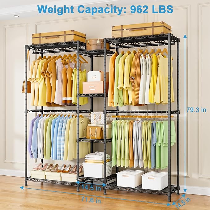 Ulif E4 Clothes Rack, Heavy-Duty Garment Rack, Metal Freestanding Clothing