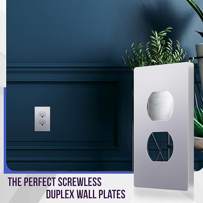ENERLITES Elite Series Duplex Outlet Receptacle Cover, Screwless Wall Plate (5 Pack)