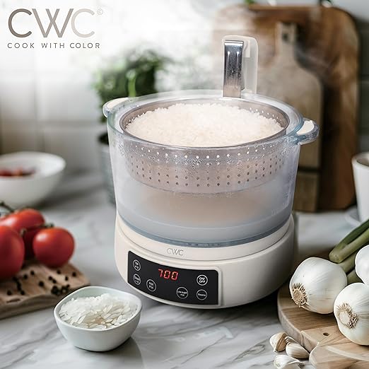 COOK WITH COLOR 3L Glass Mini Low Carb Rice Cooker – Holds 2 Cups Raw/Makes 6